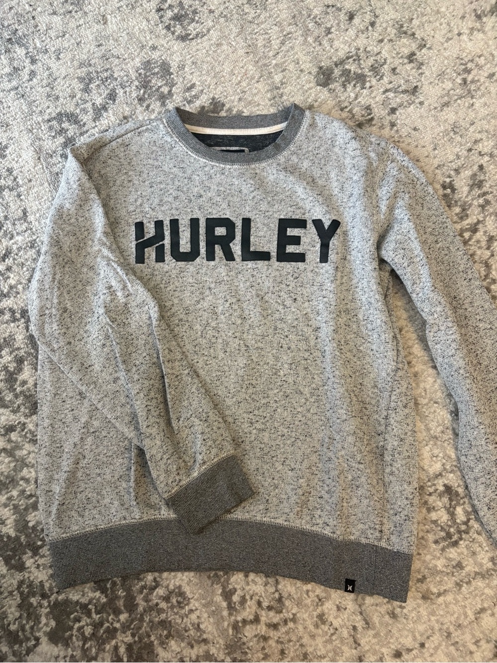 Hurley Light Gray Crewneck Sweatshirt with Dark Logo